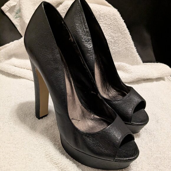 Zigi Soho Kelis leather  platform peep toe heels size 7.5 - Picture 1 of 11